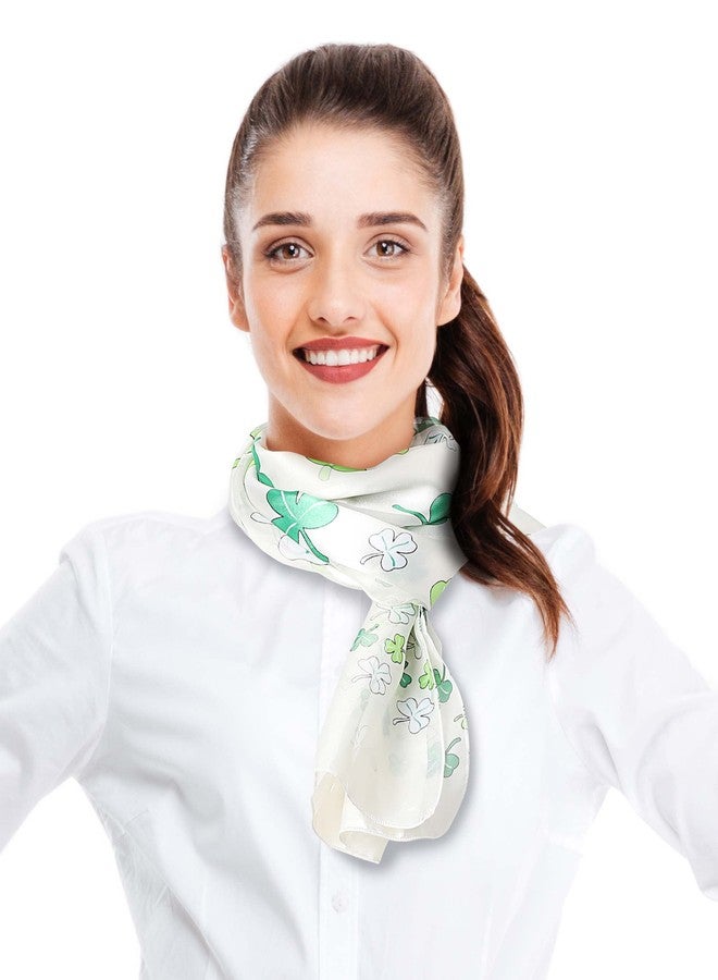 CBC Crown Women's St.Patrick's Shamrock Scarf Clover Scarf, One Size, Green White Black (Ivory-Multi) - Image 4